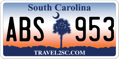 SC license plate ABS953