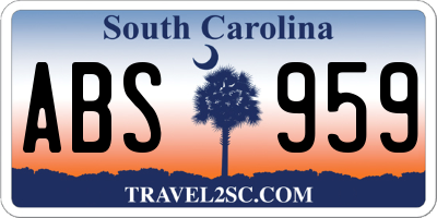 SC license plate ABS959