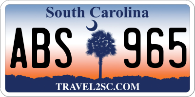 SC license plate ABS965