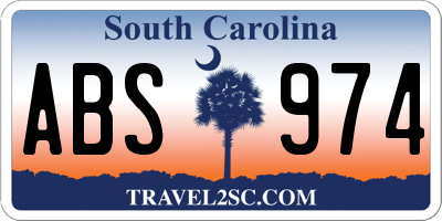 SC license plate ABS974