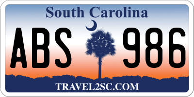 SC license plate ABS986