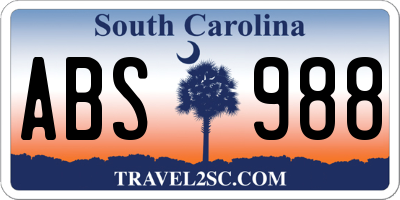 SC license plate ABS988