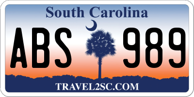 SC license plate ABS989