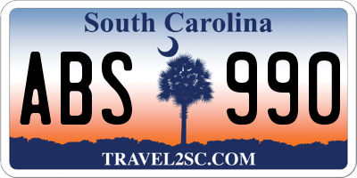 SC license plate ABS990