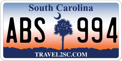 SC license plate ABS994