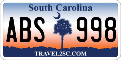 SC license plate ABS998