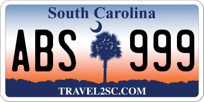 SC license plate ABS999