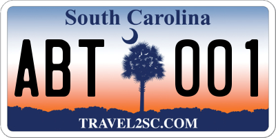 SC license plate ABT001