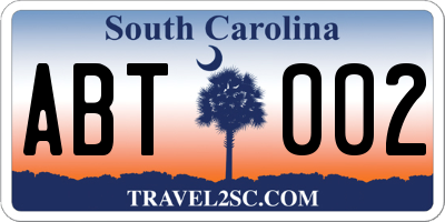 SC license plate ABT002