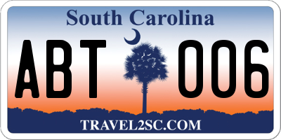 SC license plate ABT006