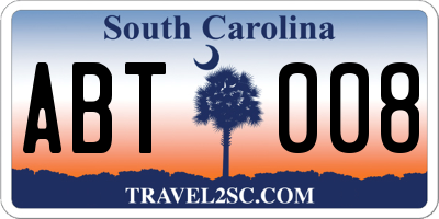 SC license plate ABT008