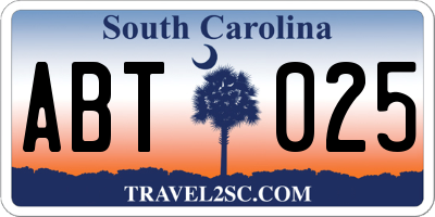 SC license plate ABT025