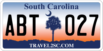 SC license plate ABT027