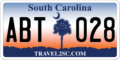 SC license plate ABT028