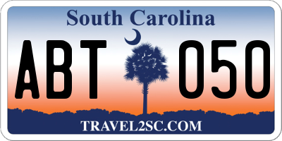 SC license plate ABT050