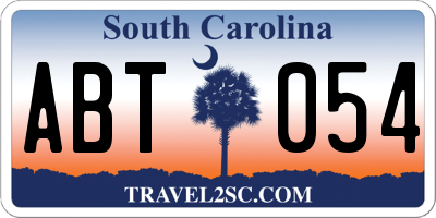 SC license plate ABT054
