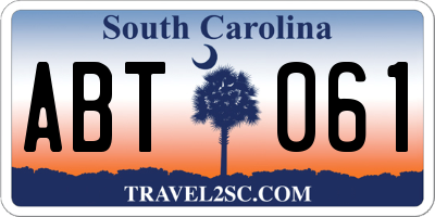 SC license plate ABT061