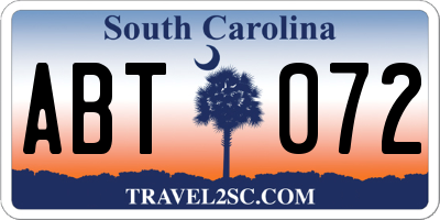 SC license plate ABT072