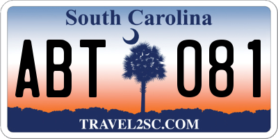 SC license plate ABT081