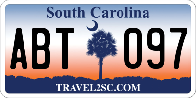 SC license plate ABT097