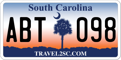SC license plate ABT098