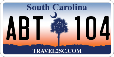 SC license plate ABT104
