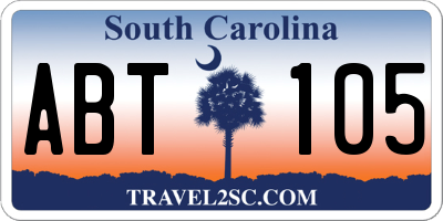 SC license plate ABT105