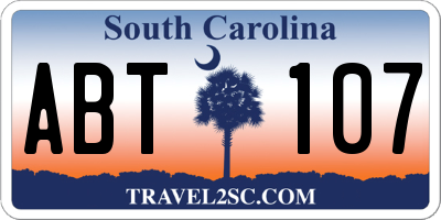 SC license plate ABT107