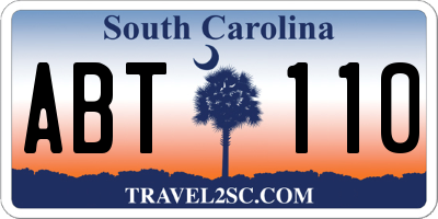 SC license plate ABT110