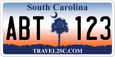 SC license plate ABT123