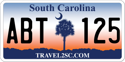 SC license plate ABT125