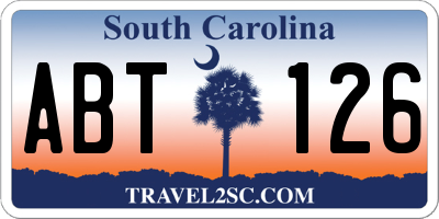 SC license plate ABT126
