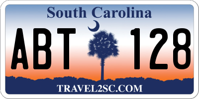 SC license plate ABT128