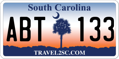 SC license plate ABT133