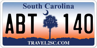 SC license plate ABT140