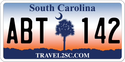SC license plate ABT142
