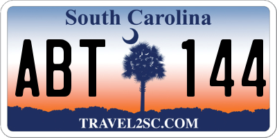 SC license plate ABT144