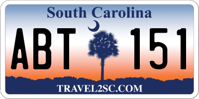 SC license plate ABT151