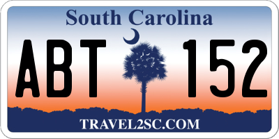 SC license plate ABT152