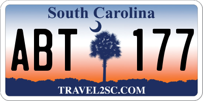 SC license plate ABT177