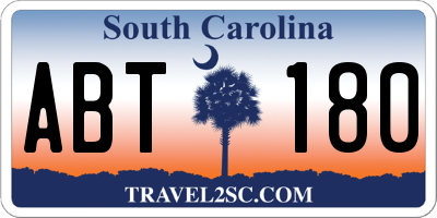 SC license plate ABT180