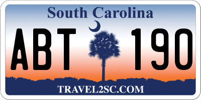 SC license plate ABT190