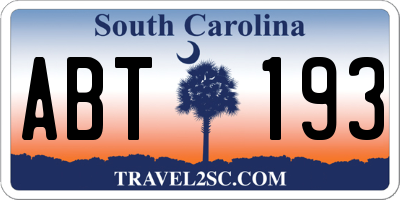 SC license plate ABT193