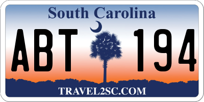 SC license plate ABT194