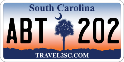 SC license plate ABT202