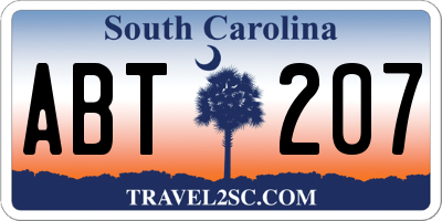 SC license plate ABT207