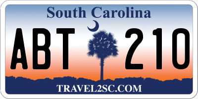 SC license plate ABT210