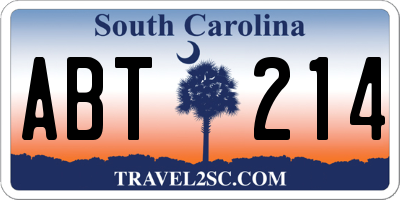 SC license plate ABT214