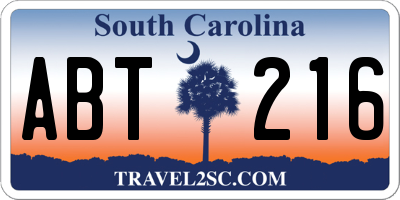 SC license plate ABT216