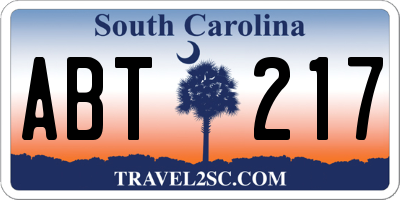 SC license plate ABT217